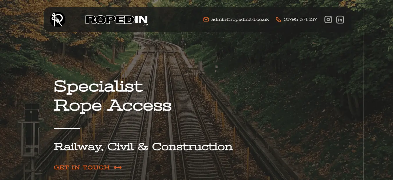 hero section of ropedinltd.co.uk