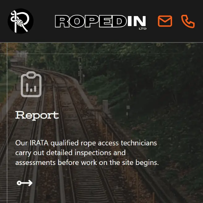 mobile hero section of ropedinltd.co.uk